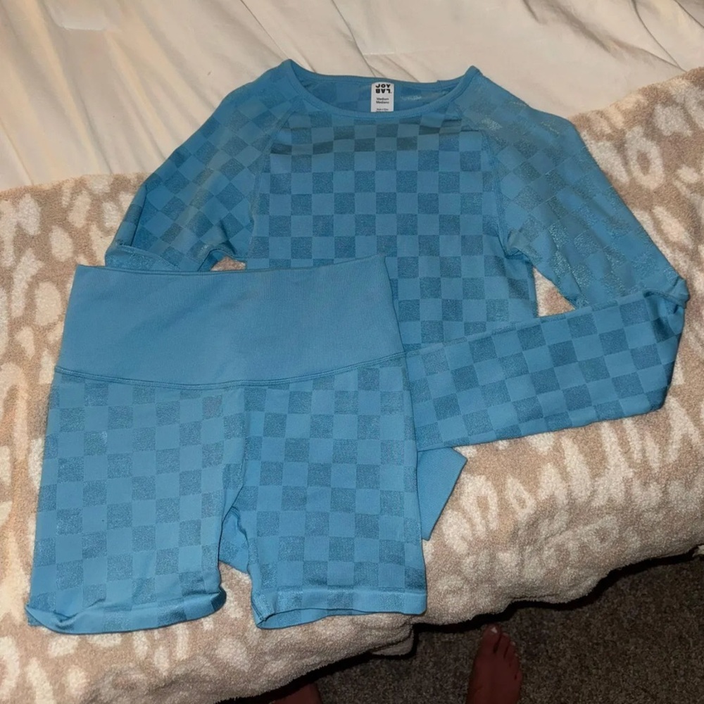 JoyLab Light Blue Patterned Workout Set